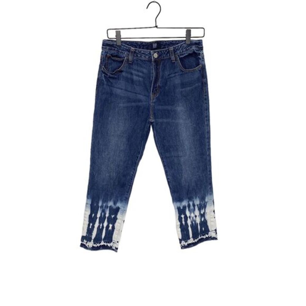 Gap Girlfriend Jeans Womens Size 14 Plus Raw Hem Color Block Tie‎ Dye Ankle